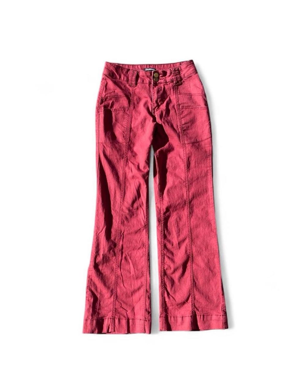 Flamingo Red Y2K Low Rise Flare Jeans Stretch Bootcut Pants Size M